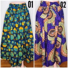 Women's Printed African Maxi Skirt WITH POCKETS One Size  HEAD WRAP