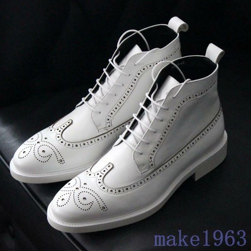 2020 Mens White Lace Up Leather Ankle 