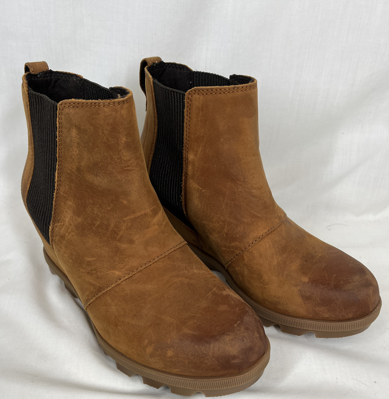 SAOLA Stivaletti Sorel Joan of Arctic Zeppa II Marrone Chelsea Suola Lug Pull On Taglia 7 5