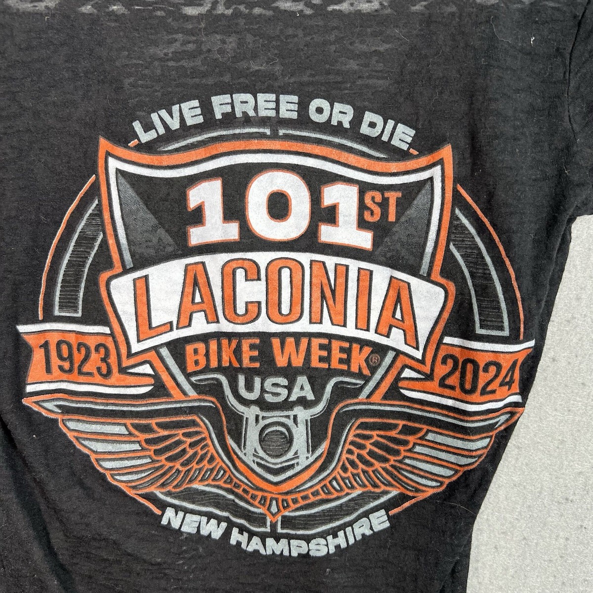 101st Laconia Bike Week Motorcycle V Neck T Shirt Womens Small