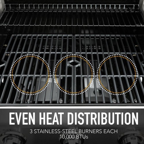 KENMORE Gas Grill 51.1"W 3-Burner Pedestal w/ Side Shelves Stainless Steel Black - Picture 8 of 12