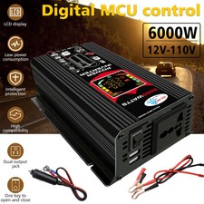 6000W Car Power Inverter DC 12V To AC 110V LCD Sine Wave Home RV Solar Converter