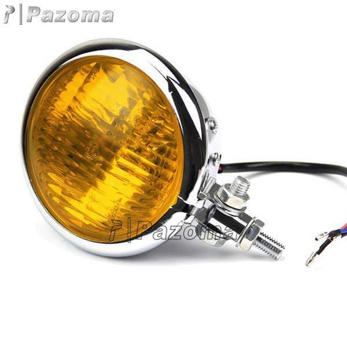 Bates Style 4.5 in Headlight H4 Headlamp For Harley Chopper Bobber Amber Lense - Picture 4 of 12
