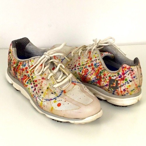Footjoy Empower Golf Shoes Paint Splatter #98012 Womens Size 7.5 M Colorful