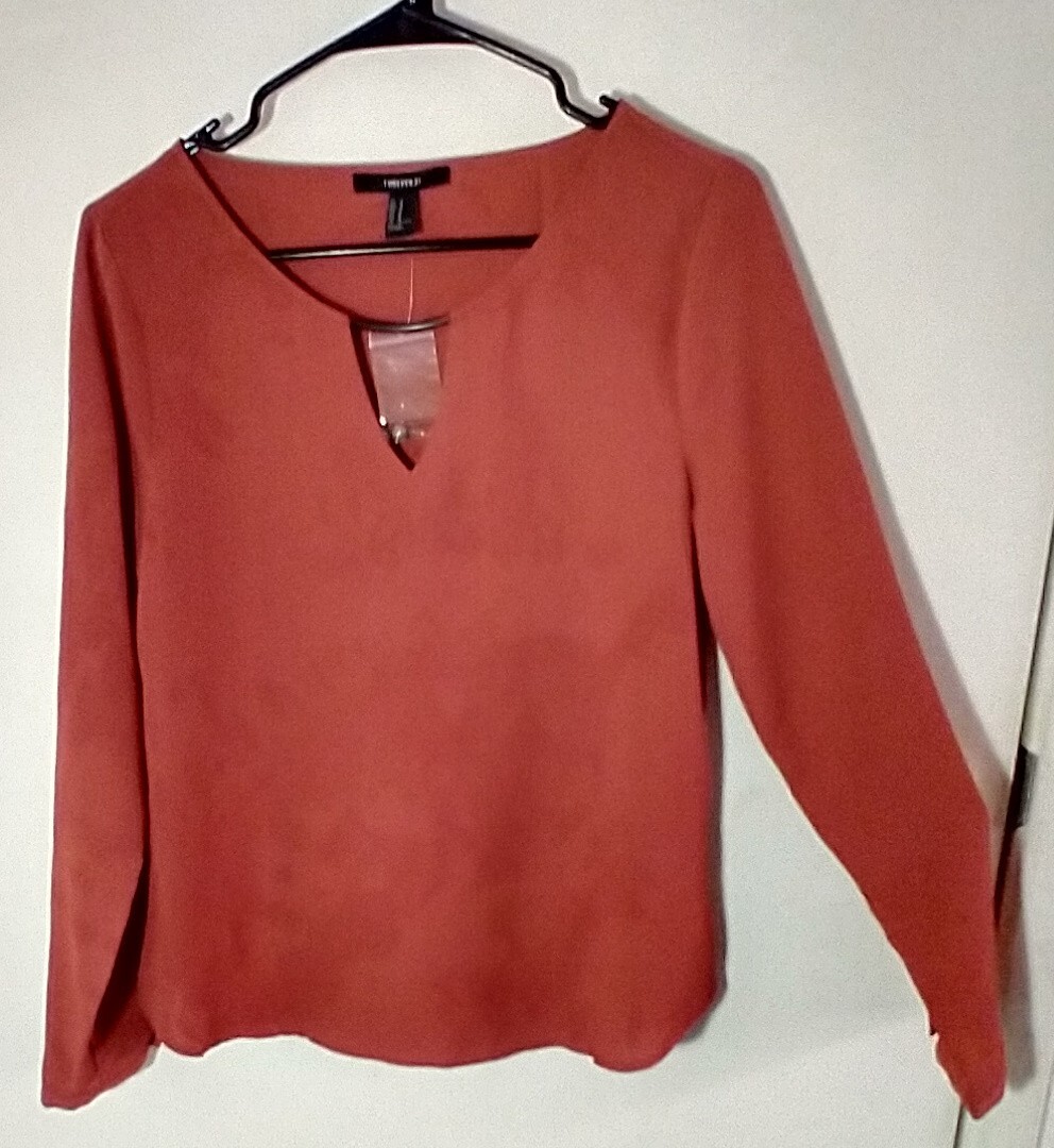 Top Topshop Col Roulé Avec Ouverture Keyhole - Couleur Orange/Bordeaux - Taille US 4 (UK 8) - Occasion