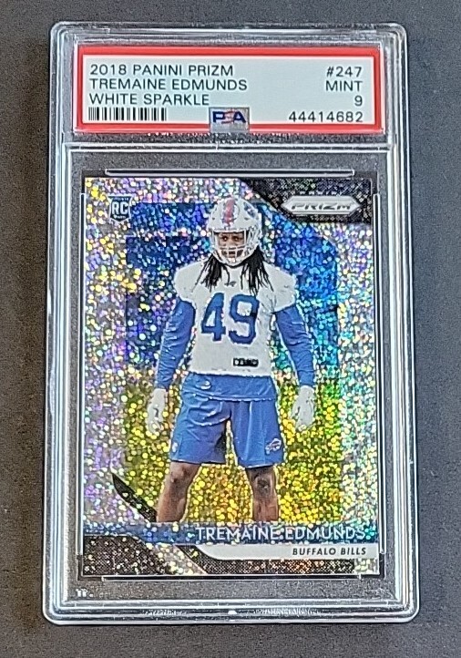 Tremaine Edmunds 2018 Panini Prizm  White Sparkle Prizm SP RC #247 PSA 9 MINT