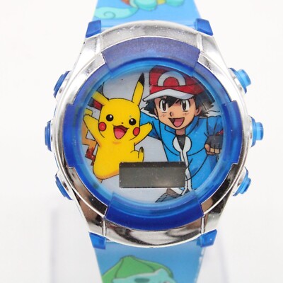 Vintage Pokemon Digital Watch Unisex Blue Tone Plastic Band 2019