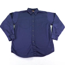 Jesse James Shirt Mens Large Blue Twill Button Up Industrial Work Mechanic ^