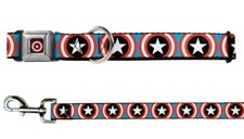 Buckle Down Seatbelt Dog Collar or Leash Marvel Captain America Shield S M L