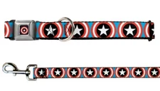Buckle Down Seatbelt Dog Collar or Leash Marvel Captain America Shield S M L 
