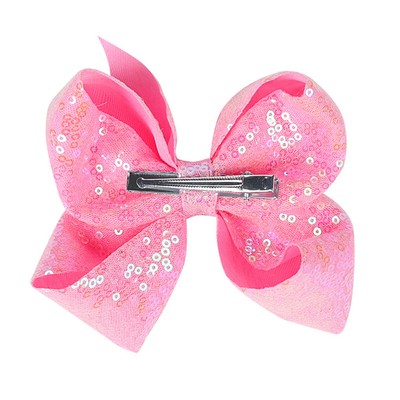 Lange Pailletten-Schleifen-Clips Für Damen & Mädchen – Große Glitzer-Haarspangen, Silber, 17,8 X 35,6 Cm