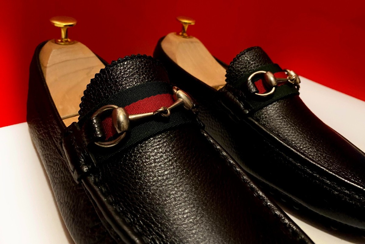 $849.00!! GUCCI ICONIC MEN'S BLACK SILVER BITS LOAFERS SHOES