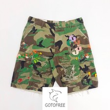 GOTOFREE AMERICAN HIGH STREET CAMO SHORTS DISTRESSED RIPPED UNISEX CASUAL SHORTS