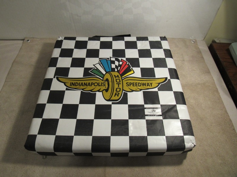 Vintage Indianapolis Motor Speedway Seat Cushion Checkered Flag Pattern 15x15x2