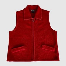 VTG Tally Ho Womens Vest L Red Boiled Wool Sweater Old Money Capsule Ski Winte