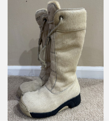 Giugiaro Bumper Genuine Pony Hair Fur Boots Made In Italy Kids 12 EU 30 Beige
