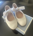 Jacadi girls white mary jane flats with ties, size 35 (US 5) — photo 1