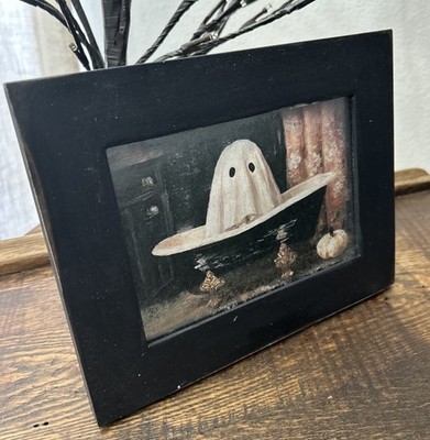 Ghost In Tub Unique Vintage Rustic Mirror Art Print Framed 9x7 