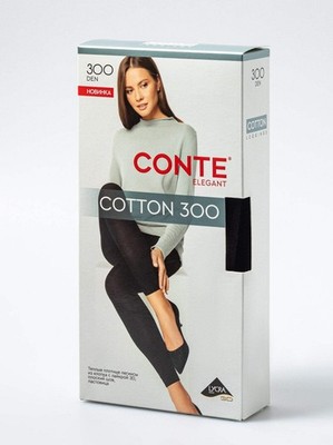 Conte Cotton 300 Den - 74% Cotton Warm Opaque Women's Leggings (25S-10SP)