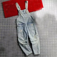 Japanese Jeans Mens Denim Jumpsuits Overalls Loose Bib Pants Suspender Trousers