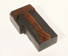 Vintage Letter "T" Wood Letter Press Printing Block  3-3/8 in. Tall