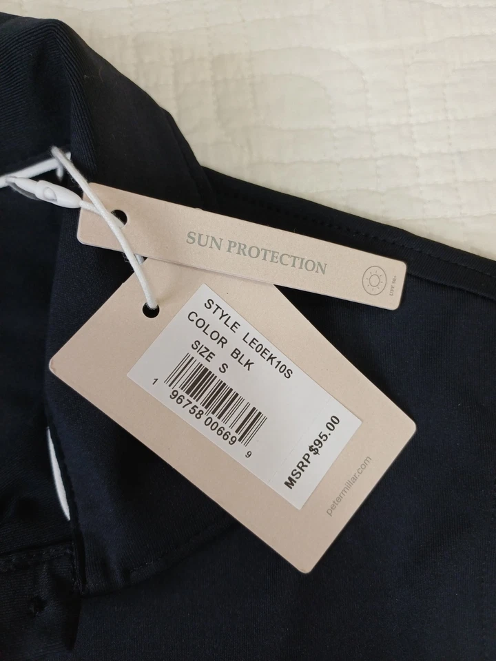 NWT PETER MILLAR Women’s Black Performance Polo Small Spf 50 Logo  - Image 3 of 4