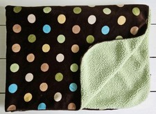 Circo Brown Dots Baby Blanket Brown Blue White Green Sherpa 30" x 38"