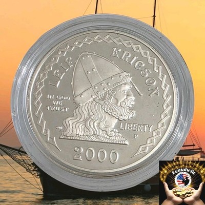 2000 Leif Erikson Commemorative Silver Dollar Coin Gem Proof in  Capsule   