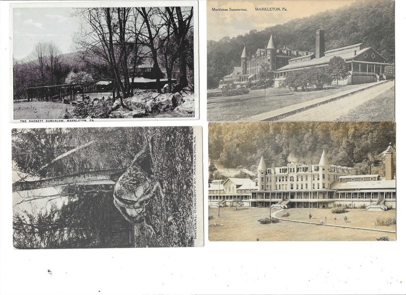 4 MARKLETON PA SANITARIUM BARNETT BUNGALOW ODD TREE 1 RPPC REAL PHOTO HOSPITAL