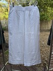 Tahari White Linen Wide-Leg Pants Women's Elastic Waist Pockets — photo 1