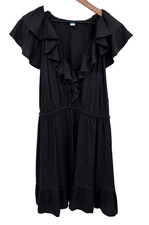 Old Navy Waist-Defined Ruffle-Trim Dress Women XL Black Casual Feminine Everyday