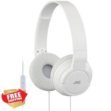 JVC Lightweight Flat Foldable On-Ear Headphones w/Mic White