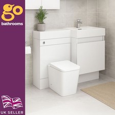 White Gloss Toilet and Sink Vanity Unit 1200mm Right Hand Bathroom Sink Unit