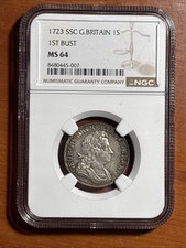 1723 Great Britain SOUTH SEA COMPANY Silver Shilling NGC MS64 1ST BUST