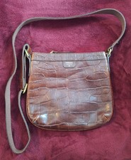 FOSSIL Brand Crossbody Crocodile Style Purse 100% Cowhide Leather