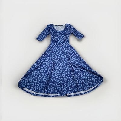 Lularoe Nicole Blue Animal Print Leopard Cheetah Dress HTF   XS NWT(A29)