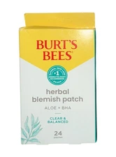 Burt’s Bees Herbal Blemish Patches 24ct Aloe + BHA Hydrocolloid NEW SEALED