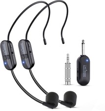 Wireless Microphone Headset Double Professional: Cordless Mic Head for Two Pe...