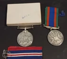 2 x WW2 Military Medals & Papers - 1939 -1945 UK War & Canadian Volunteer Medal