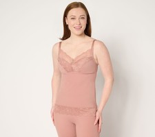Breezies Soft Support Lace Bra Camisole Cinnamon XL New