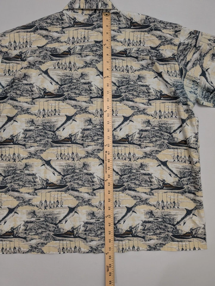 Wolverine Botas Y Equipo Camisa Hawaiana Para Hombres 2XL Azul Tostado Camisa Manga Pez Espada Foto 4 de 4