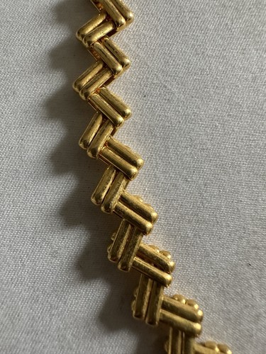 Collana catena zig zag vintage tono oro tenuta 19" - Foto 2 di 8