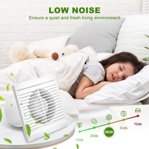 Ventilador de baño silencioso Ø 100 mm con deflector de reflujo retroceso baño inodoro ventilador de pared - Imagen 9 de 14