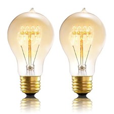 A19 Vintage Style Edison Bulbs E6,Incandescent Light 2 60w Amber Glass 2200k