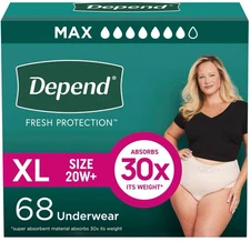 Depend Incontinence & Postpartum Bladder Leak Underwear for Women, Extra-Large