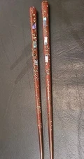Vintage Japanese Chopsticks Abalone MOP Inlaid Lacquer Chopsticks 