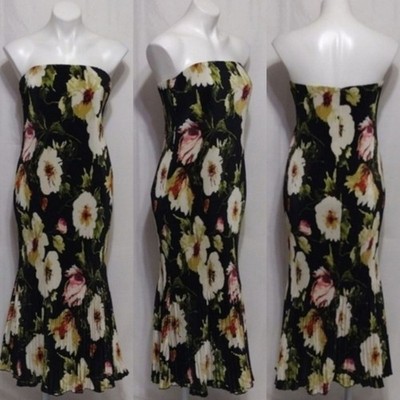 Abercrombie & Fitch Emerson Strapless Pleated Floral Cocktail Party Dress Small