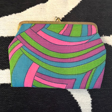 Mod Inspired Kiss Lock Coin Pouch, Multi-Color, Vintage Circa 1960s