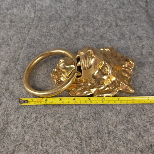 Vintage Large Ornate Lion Head Brass Door Knocker Ring Front Home Hardware - Picture 10 of 10