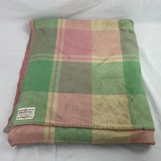 Invicta Gold Medal Mill Pure Wool Blanket Pink Green Plaid Australia CP#8700